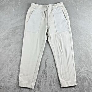 Helmut Lang Sweatpants Cream Fleece Sheep Leather Panel Pockets Jogger Designer